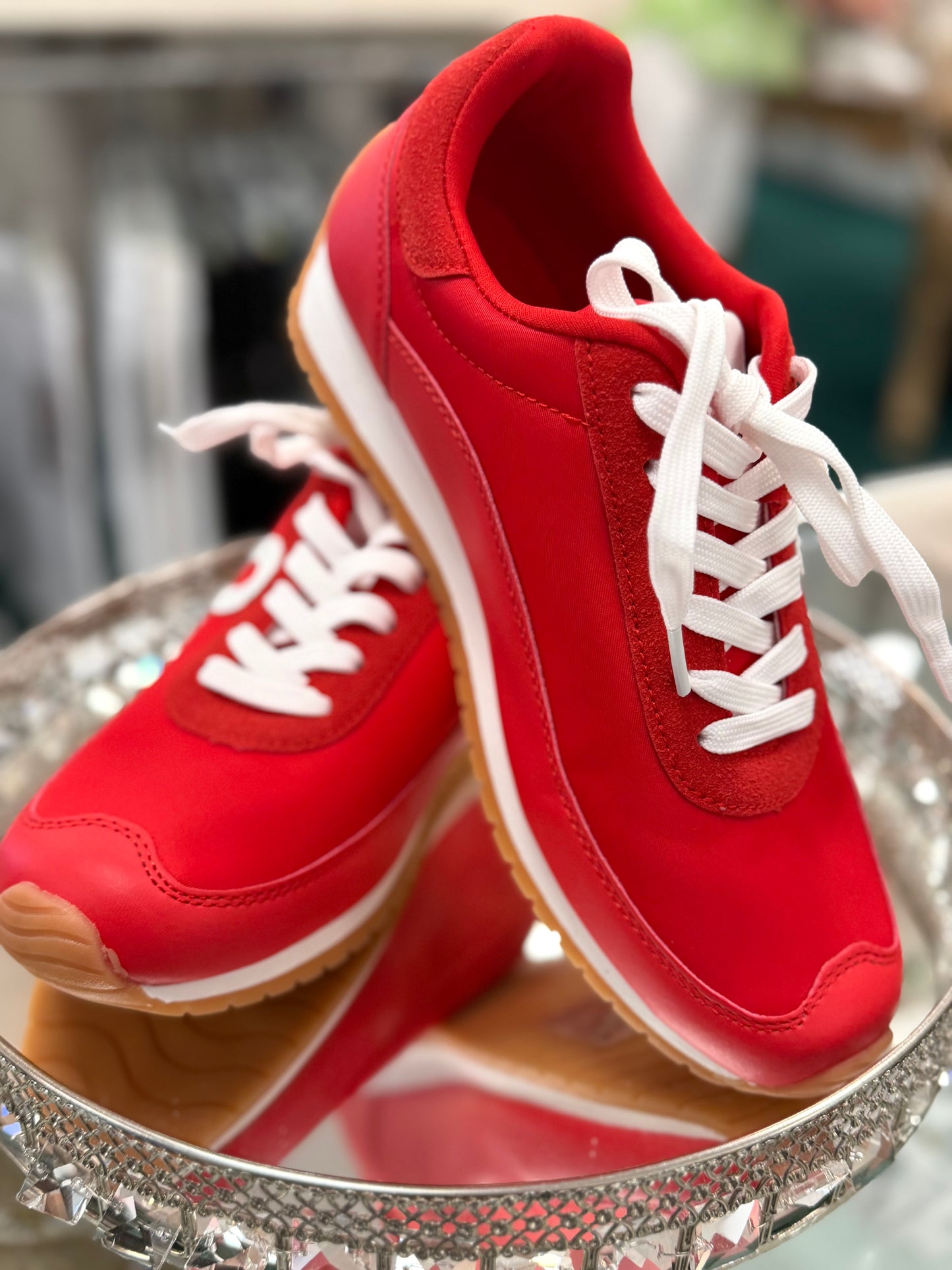 Red & White Trainer Sneaker