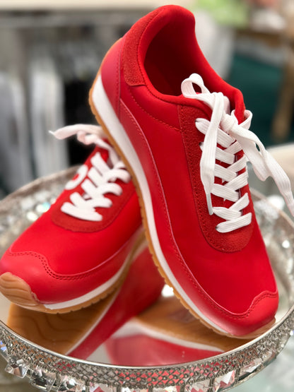 Red & White Trainer Sneaker