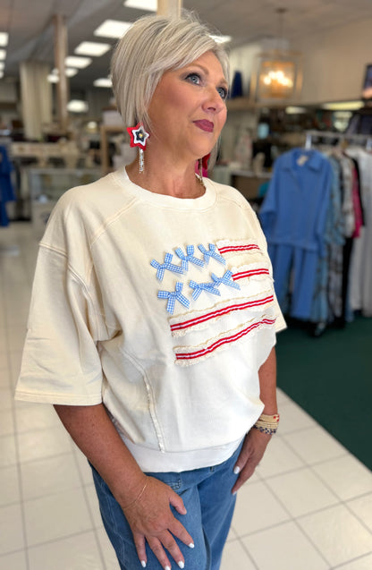 Easel American Flag Washed Terry Pullover
