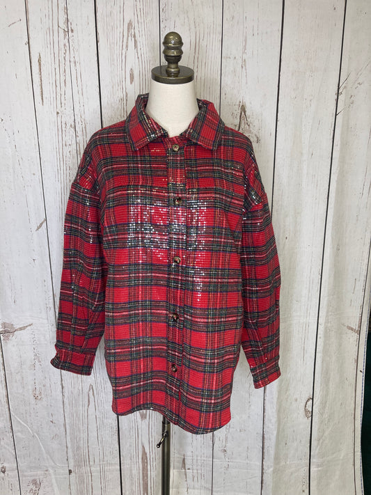 Bibi SEQUIN PLAID CHRISTMAS SHIRT