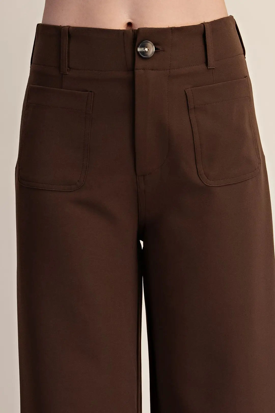 Glam Brown Colette Cropped Wide-Leg Stretchy Pants