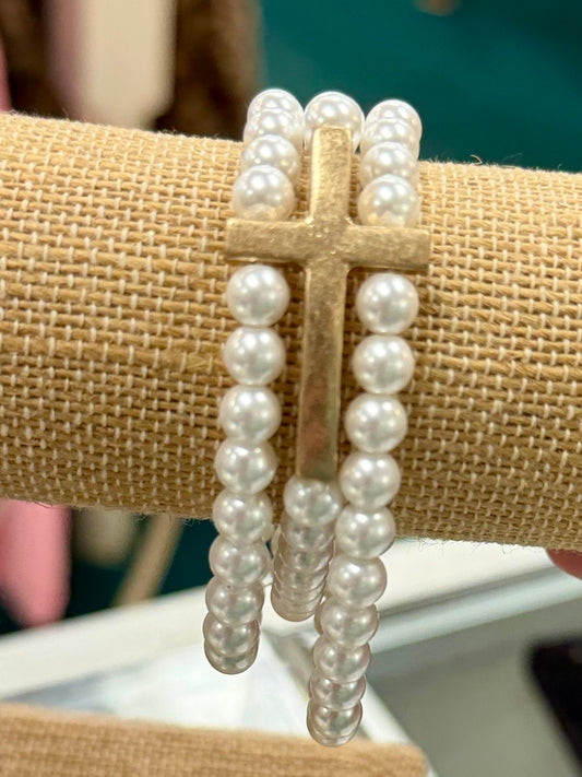 Pearl & Gold 3 row bracelet