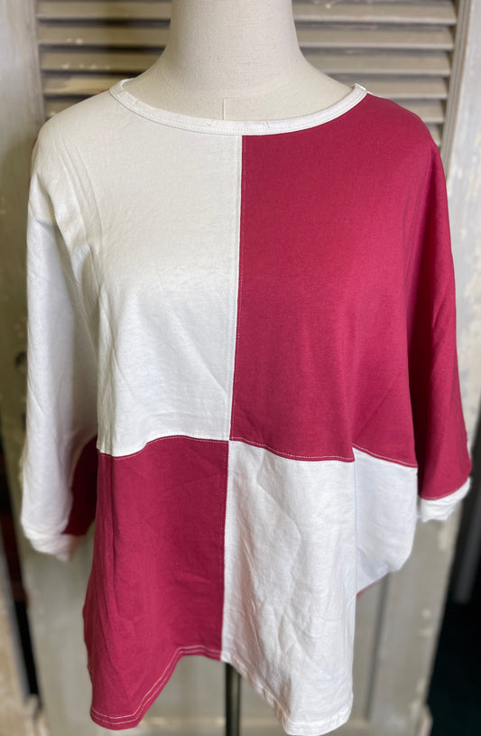 Oversized Block Two Color Top
