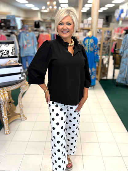 Oddi White & Black Polka Dot Pants