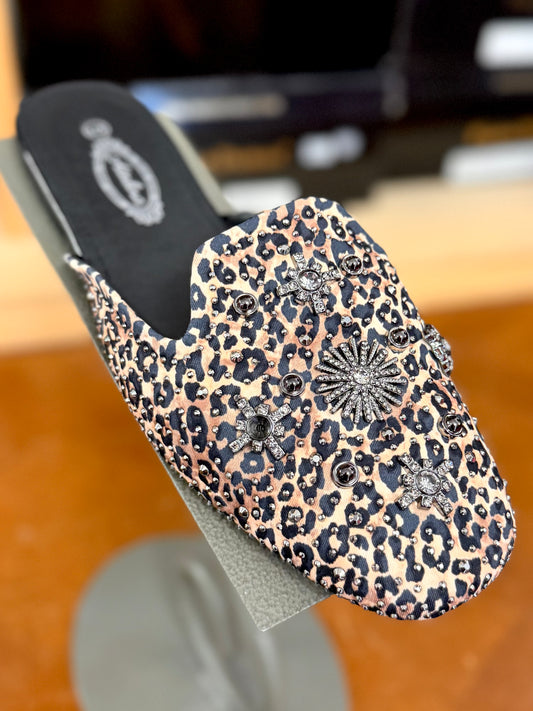 Atalina Animal Print Slide with Rhinestones