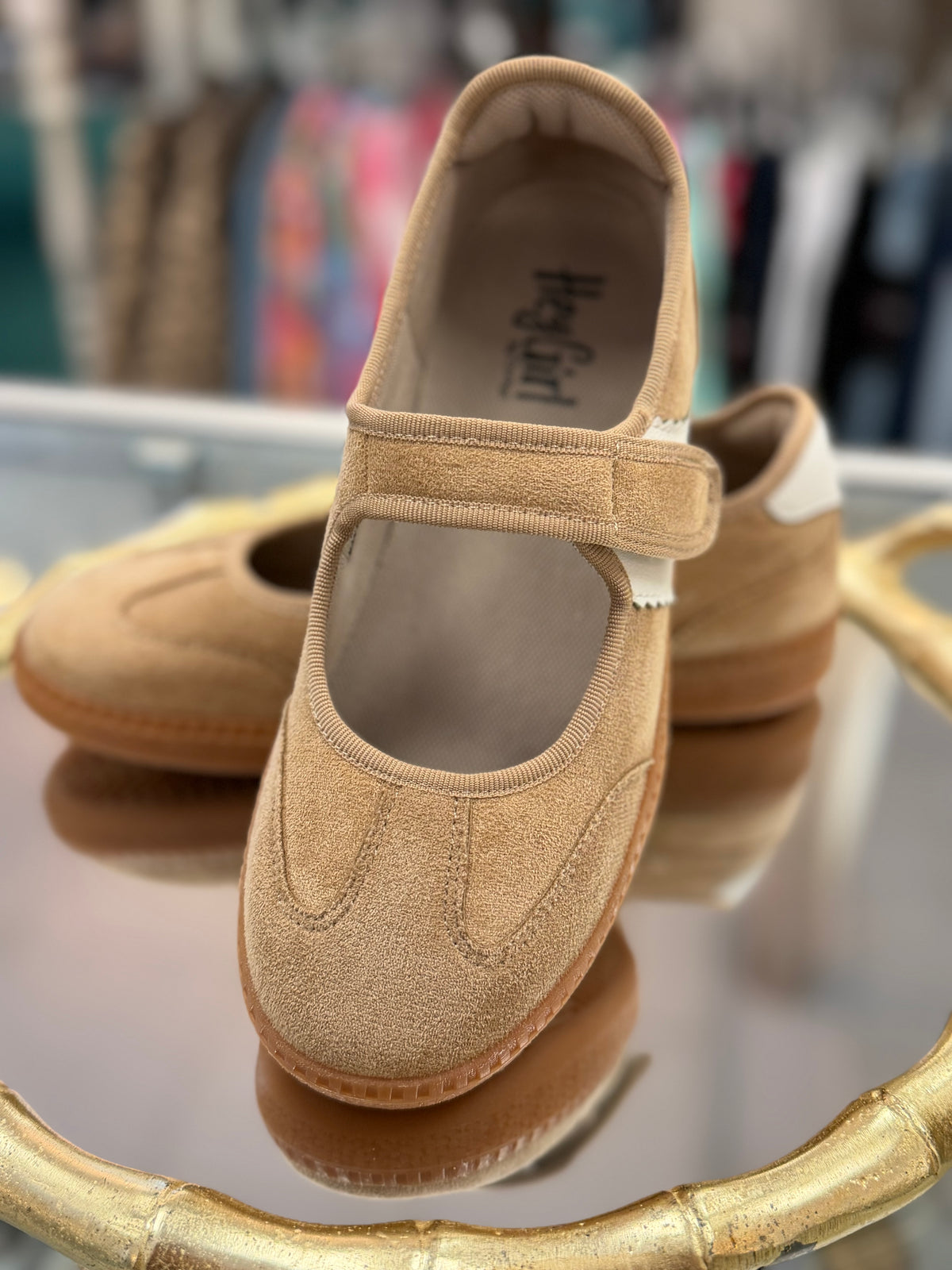 Hey Girl by Corkys Camel Faux Suede Calm Down Sneaker