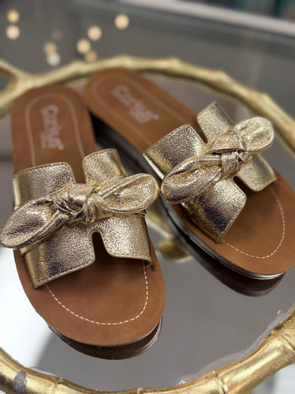 Corkys Gold Crinkle Metallic Too Cute Sandals