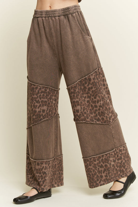 J. Her Mineralwashed Leopard Asymmetrical Tier Pants