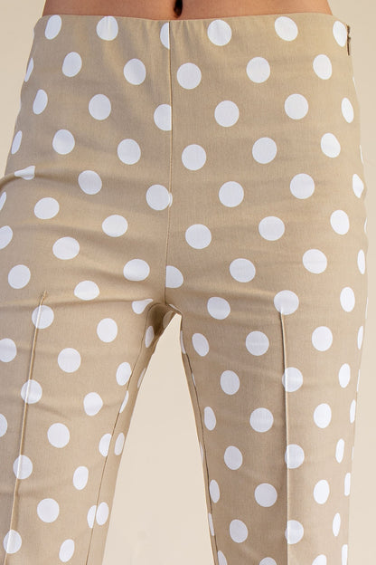 Glam Taupe Flare Crop Dot Pants