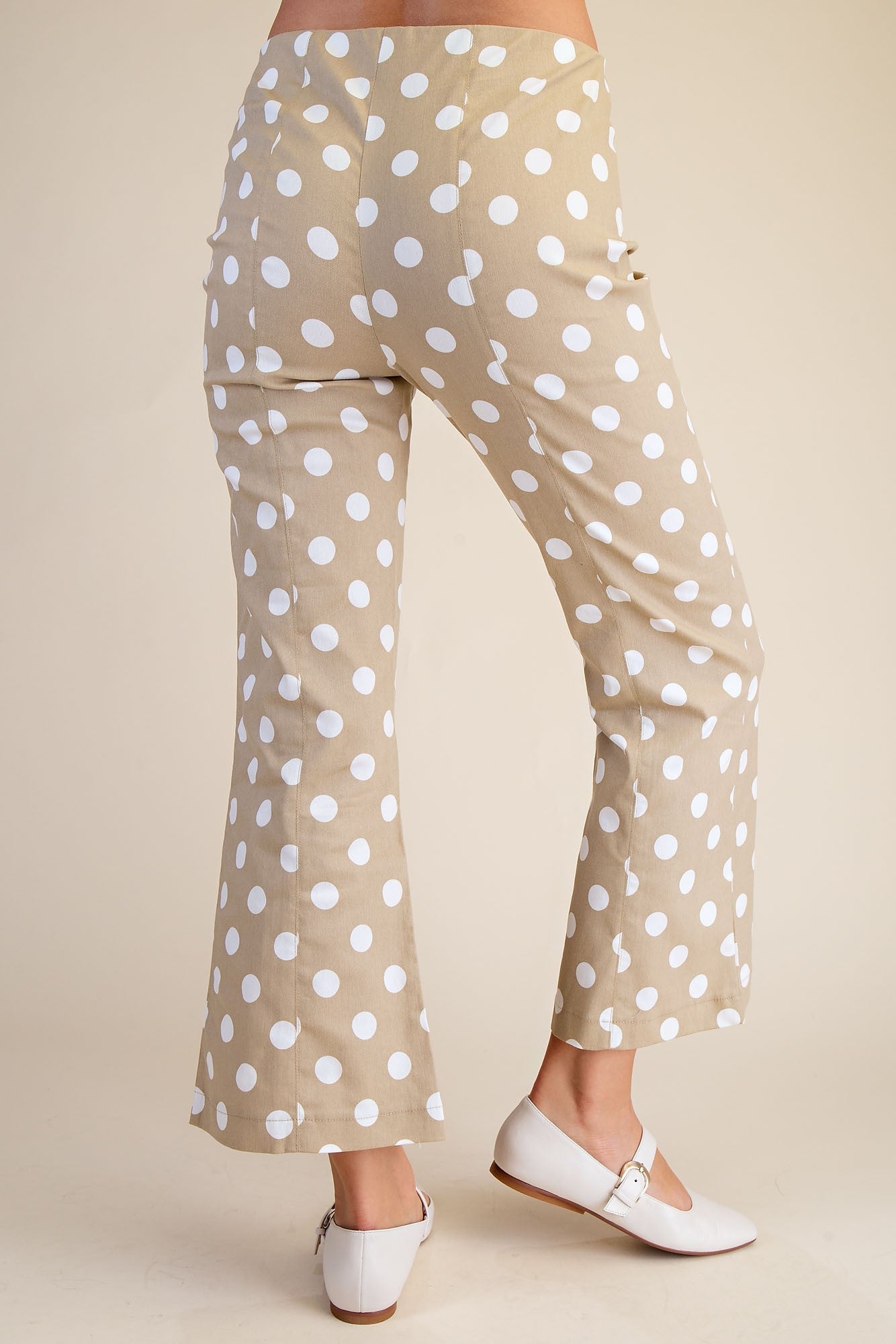 Glam Taupe Flare Crop Dot Pants