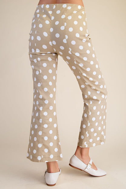 Glam Taupe Flare Crop Dot Pants