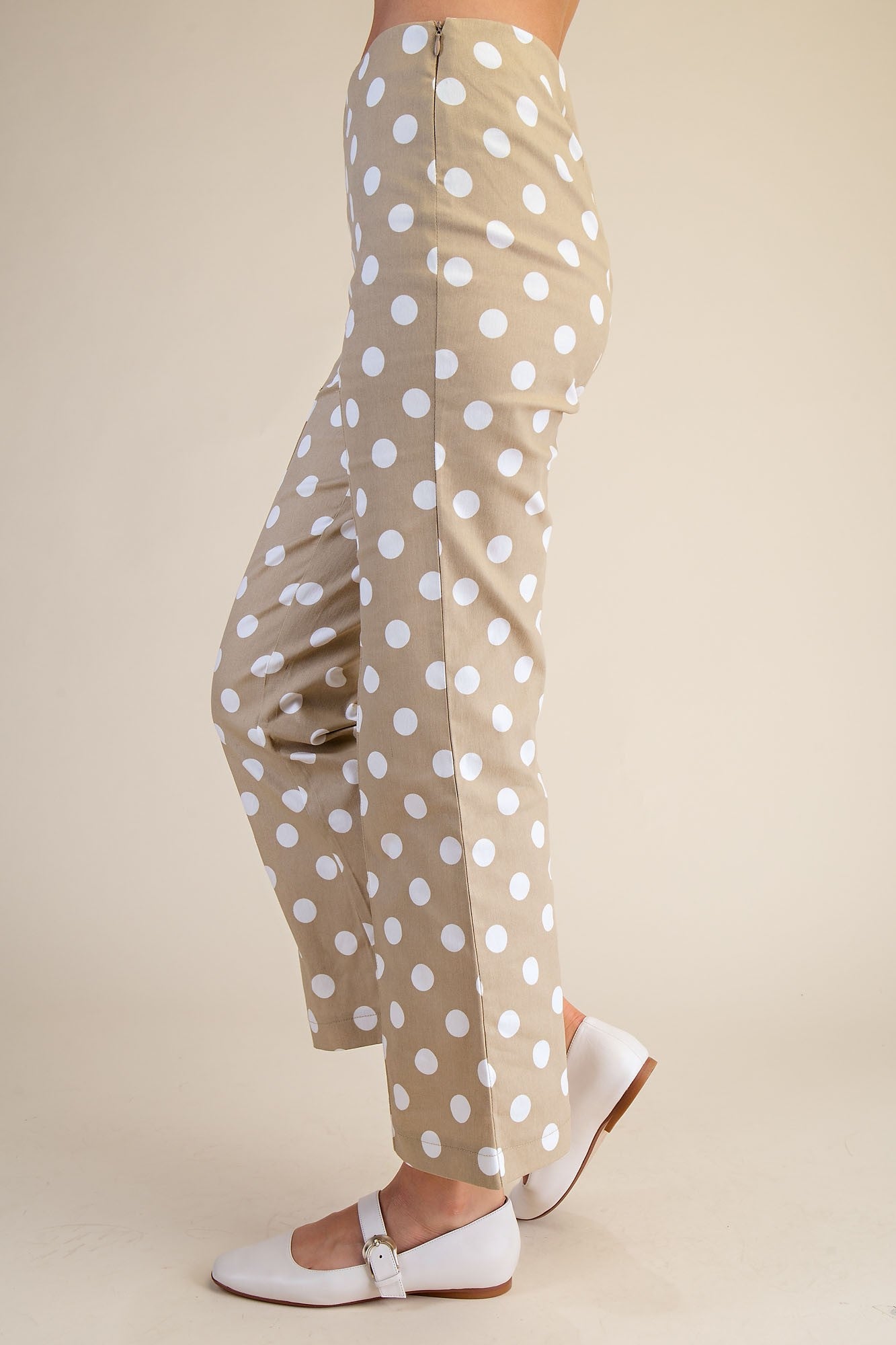 Glam Taupe Flare Crop Dot Pants