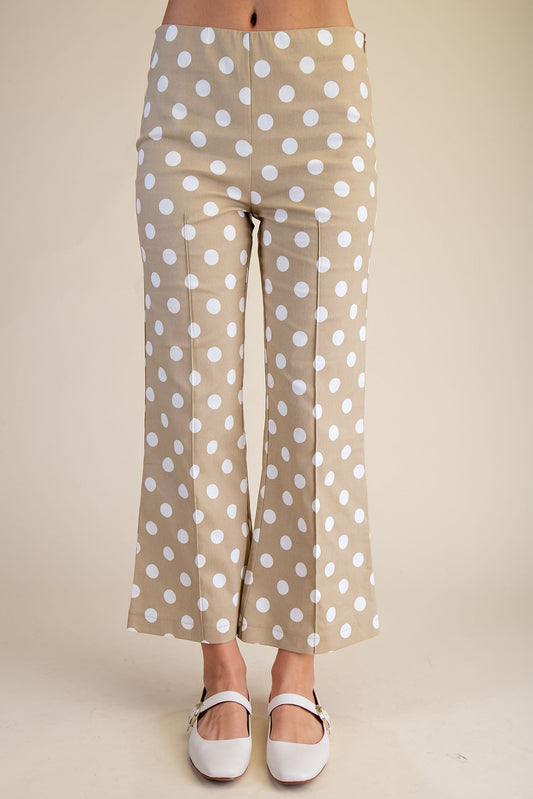 Glam Taupe Flare Crop Dot Pants