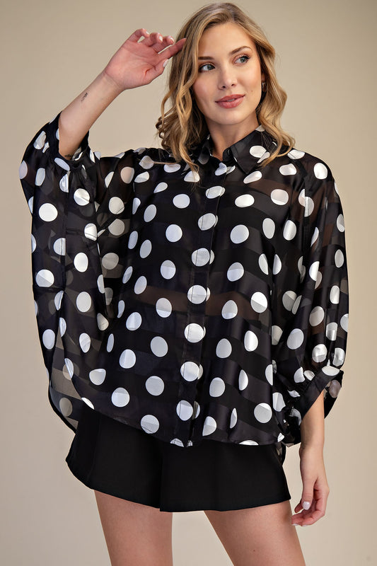 Glam Batwing Polka Dot Top