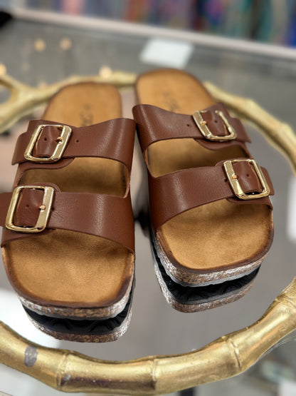 Forever Brown Buckle Sandal