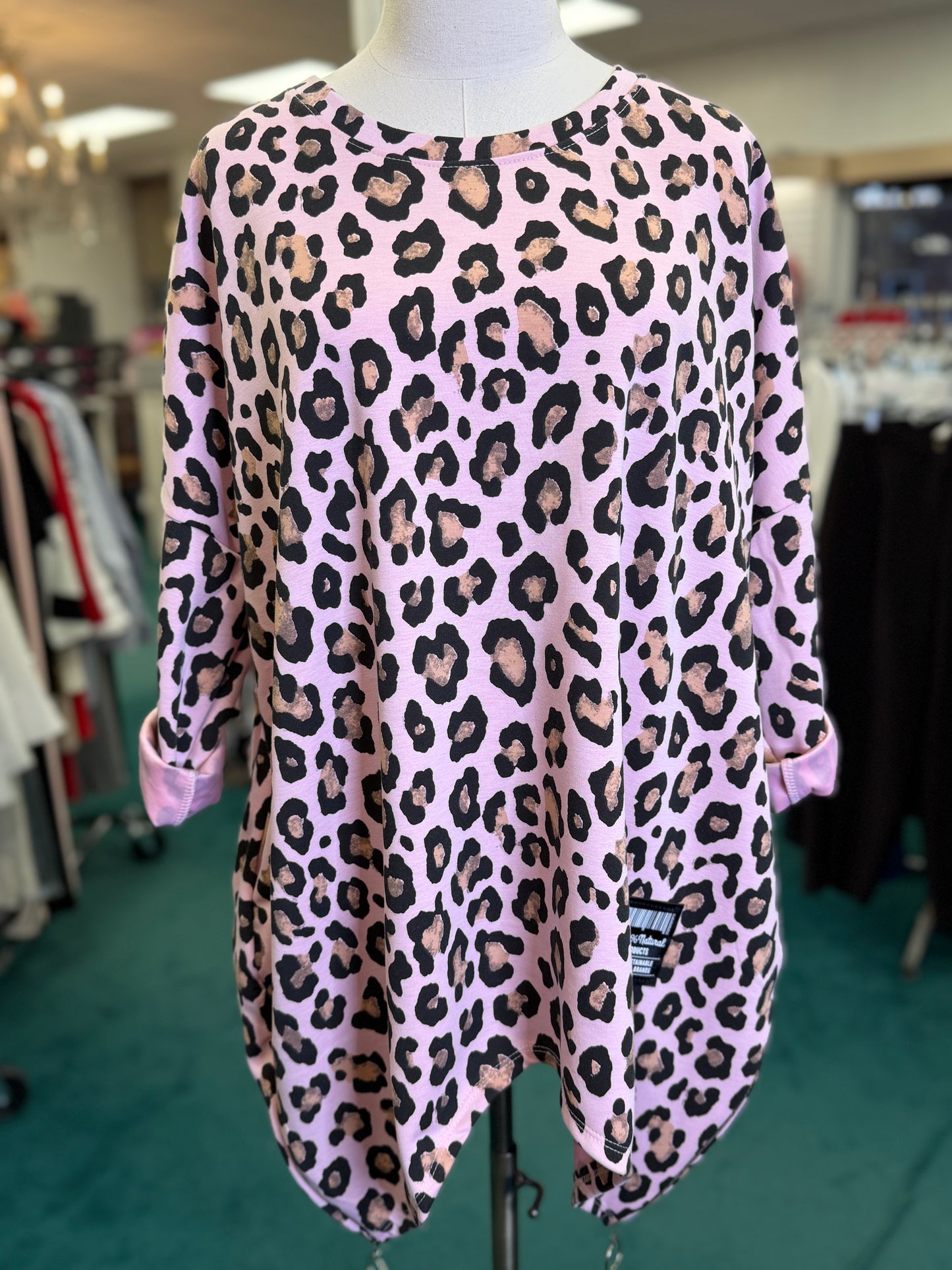 Yolly 3/4 Sleeve Animal Print Top with Side Zippers