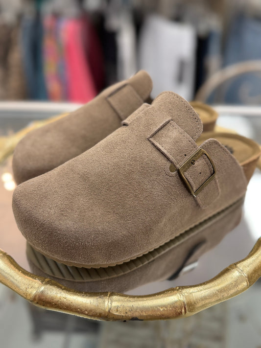 Yellow Box Dark Taupe Maire Flatform Clog