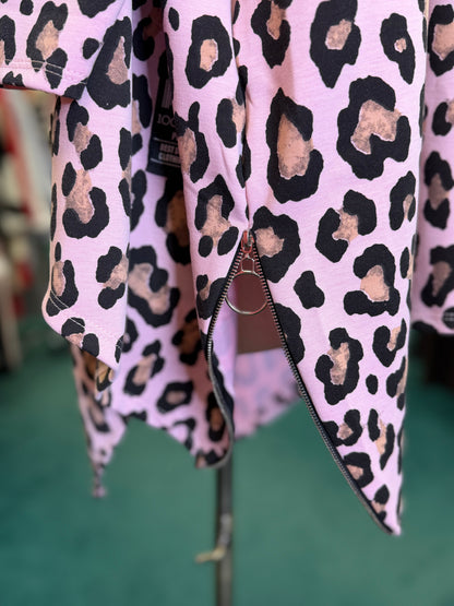 Yolly 3/4 Sleeve Animal Print Top with Side Zippers