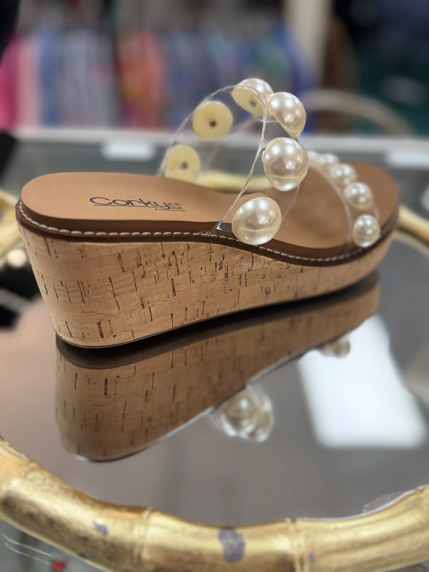 Corkys Clear and Pearls Happy Go Lucky Platform Sandal