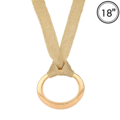 Gold Stretch Strap with 3.5" Open Oval Charm. Very Large 18" Necklace