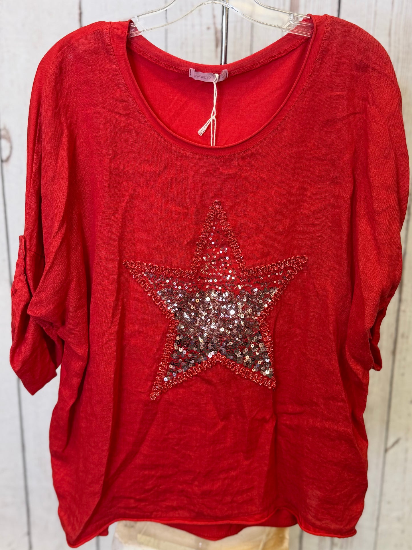 Made in Italy Shining Star Linen Top