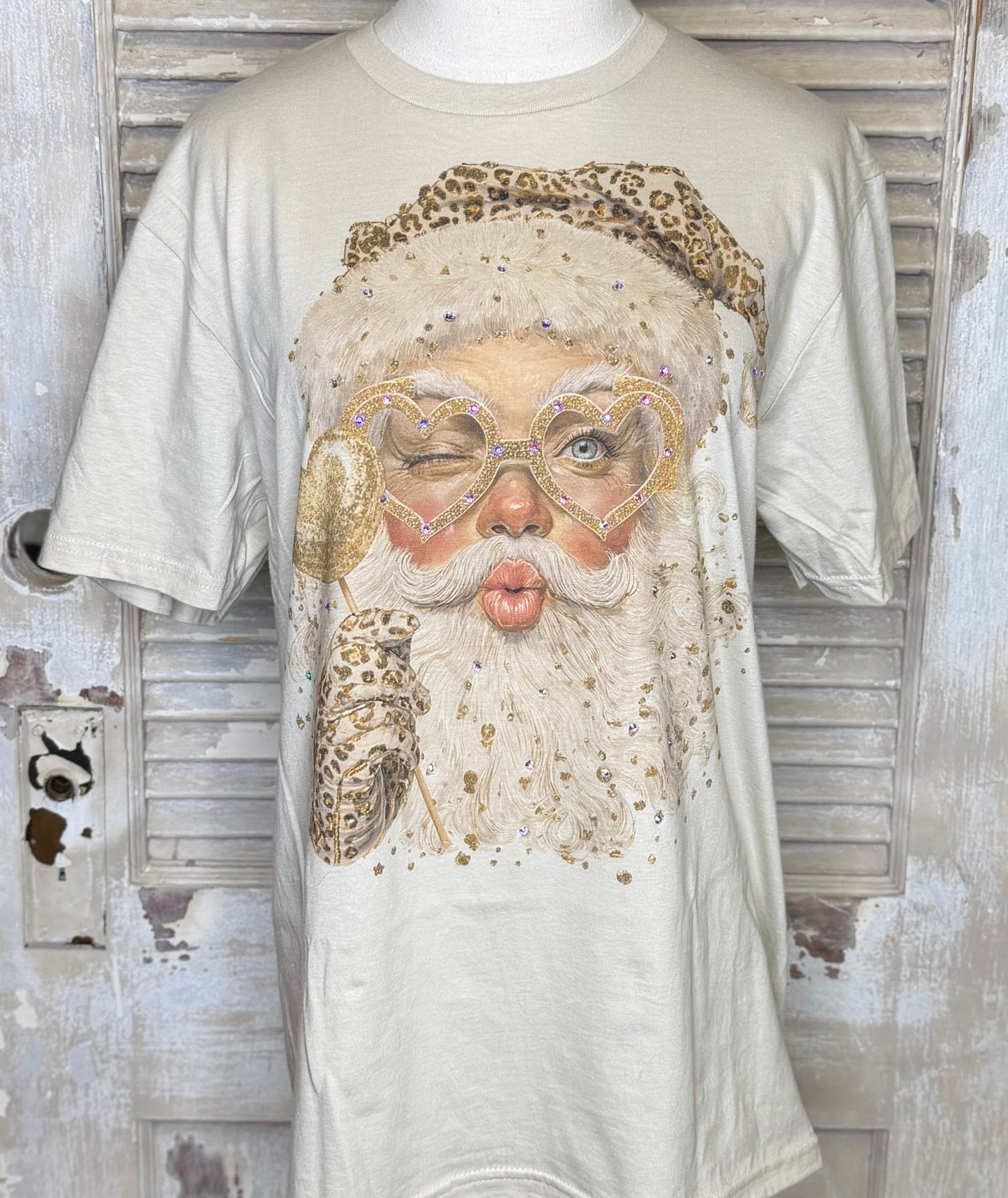 Golden Glasses Santa Tee