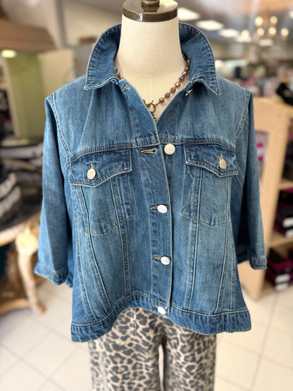 Risen Flowy Square Cape Medium Denim Jacket