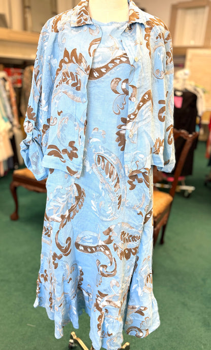 Made in Italy Sleeveless Linen Dress with Matching Jacket