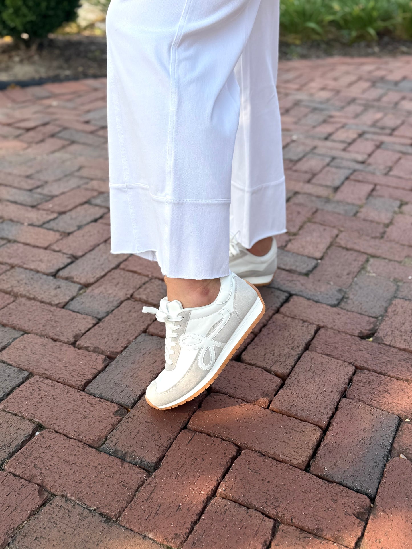 Beige & White Trainer Sneaker