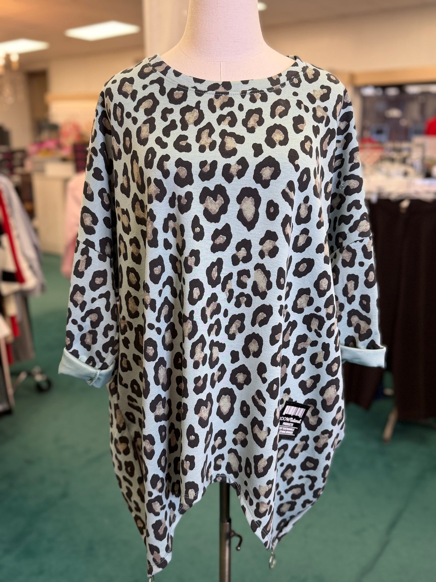 Yolly 3/4 Sleeve Animal Print Top with Side Zippers