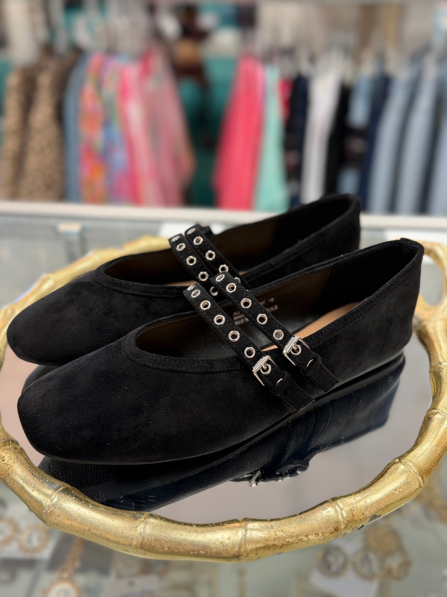 Corkys Black Faux Suede All Eyes on Me Flats