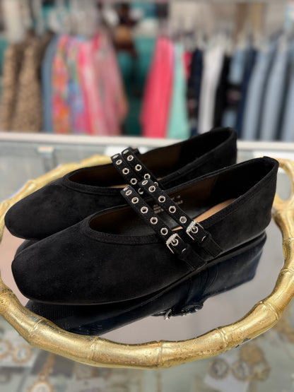 Corkys Black Faux Suede All Eyes on Me Flats