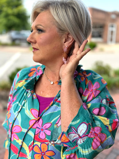 Easel Printed Peach Blossom Maxi Dress