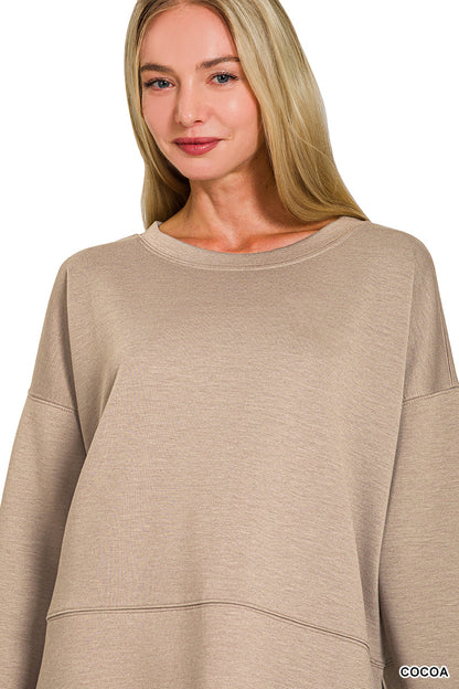 Zenana COCOA SCUBA SIDE SLIT TOP & PANTS SET