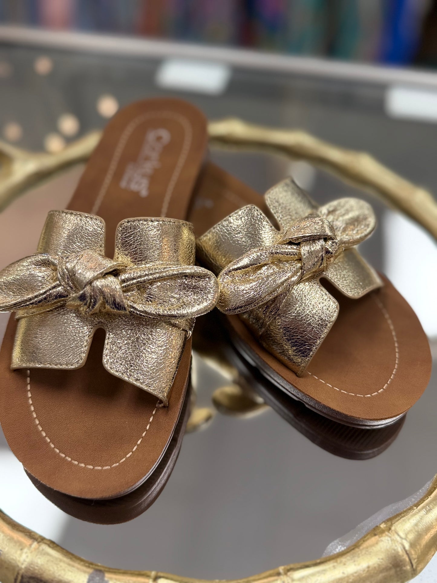 Corkys Gold Crinkle Metallic Too Cute Sandals