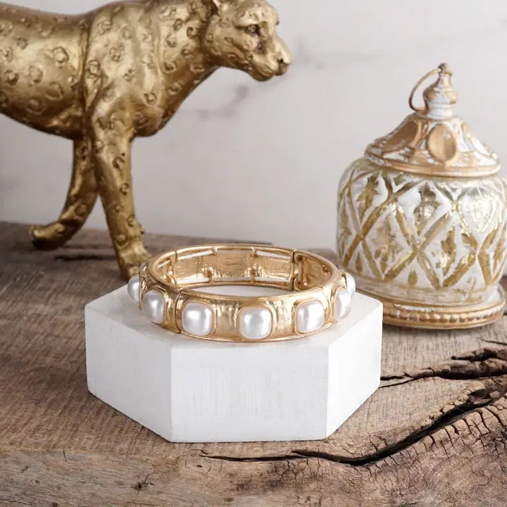 Eternity Stretchy Bangle with Square Pearls