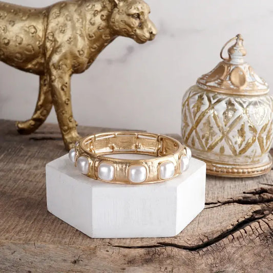 Eternity Stretchy Bangle with Square Pearls
