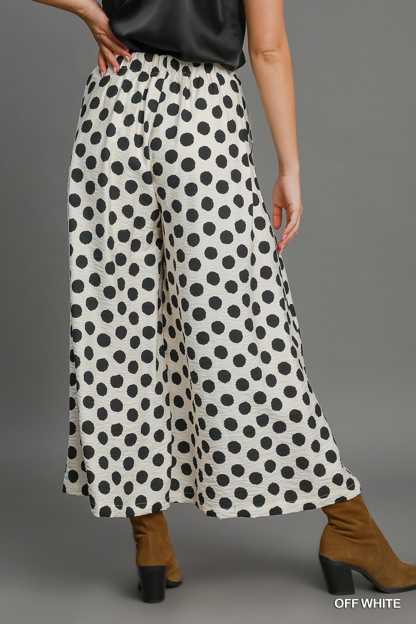 Umgee Off White Playful Polka Wide Leg Pants