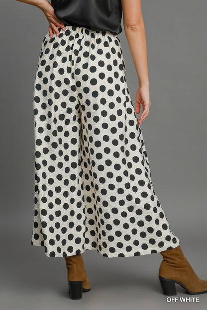 Umgee Off White Playful Polka Wide Leg Pants