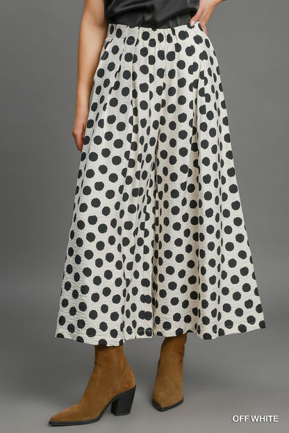 Umgee Off White Playful Polka Wide Leg Pants