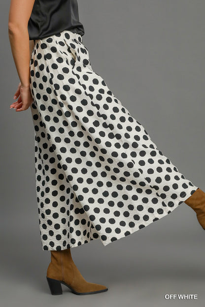 Umgee Off White Playful Polka Wide Leg Pants