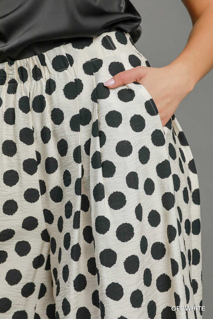 Umgee Off White Playful Polka Wide Leg Pants