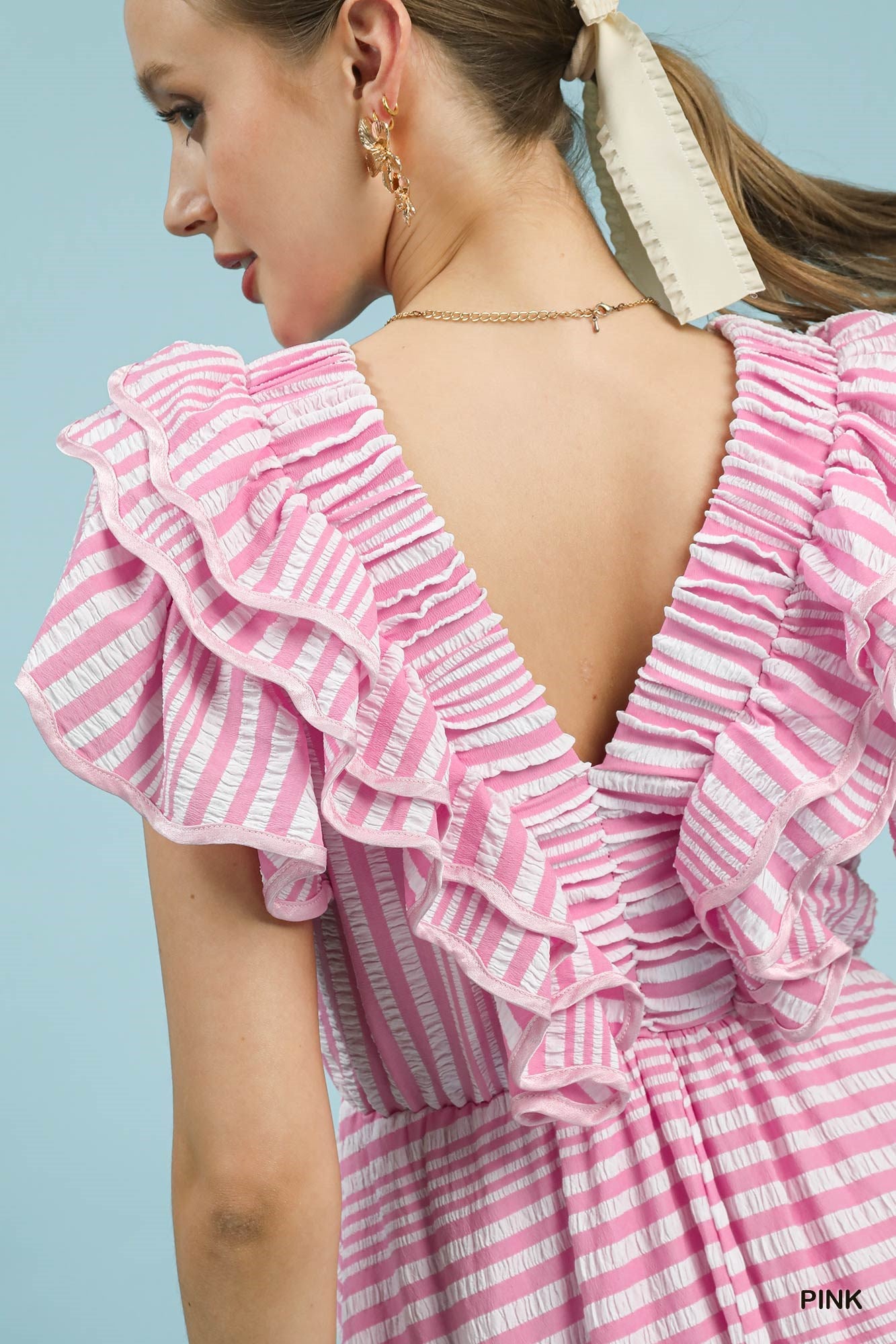 strapless open back dress In Your Happy Place Striped Pink Striped Dress – Shop the Mint