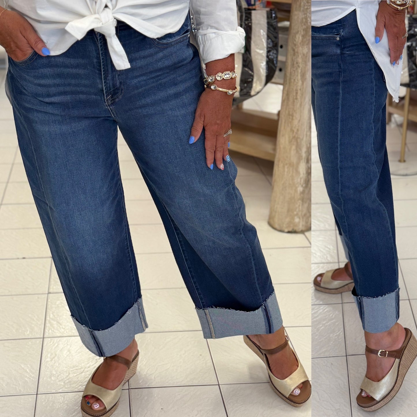 Risen Plus Size SLOUCHY CROP BARREL CUFFED JEANS