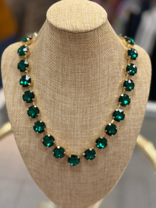 Spruce Green Rhinestone Necklace