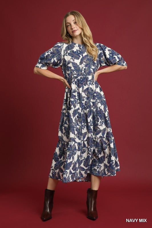 Umgee Boho Leaf Print Dress