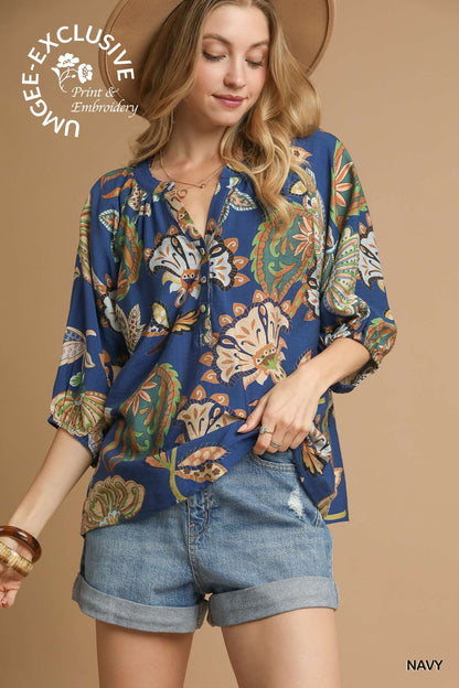Umgee Midnight Blooms Top