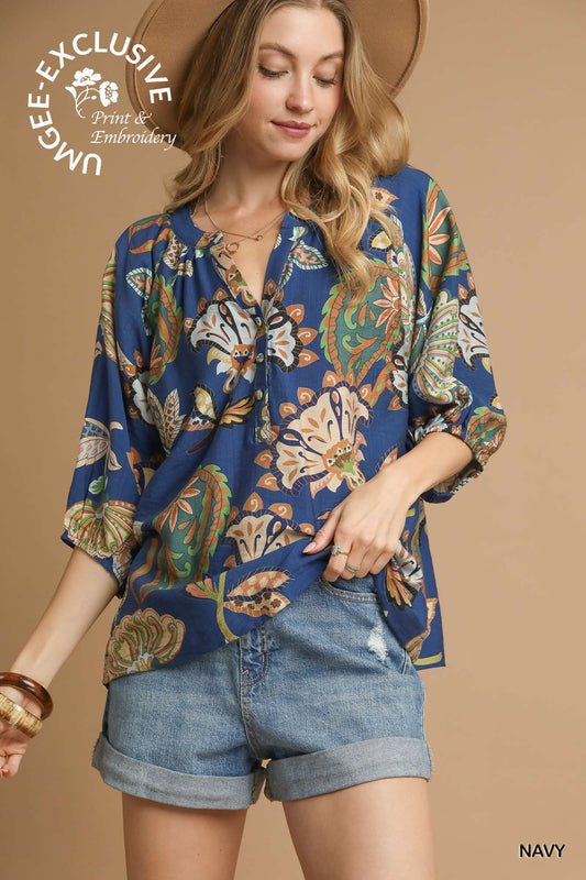 Umgee Midnight Blooms Top