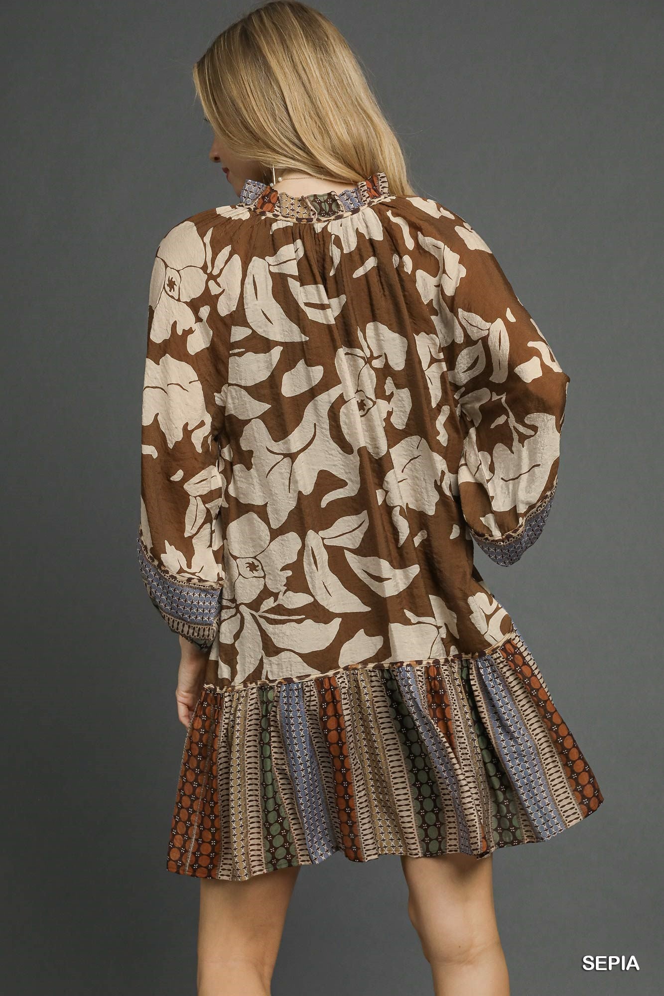 Umgee Sepia Mix Media Dress