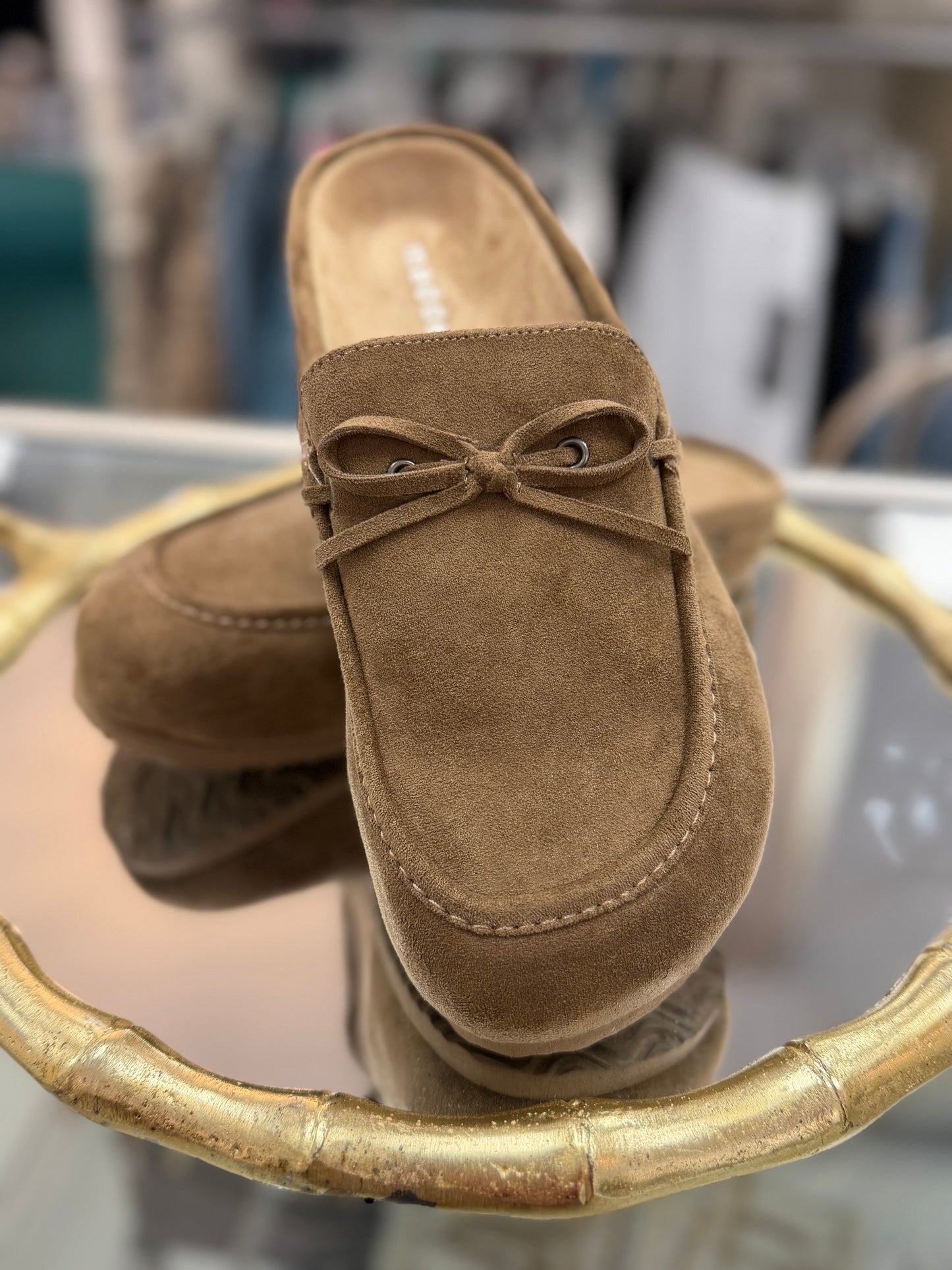 Madden Girl Taupe Paisleyy Slip On Mules